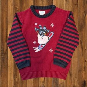 ❄️ Cherokee Kids Snowboarding Snowman Sweater – Size 6X – Winter Holiday Knit